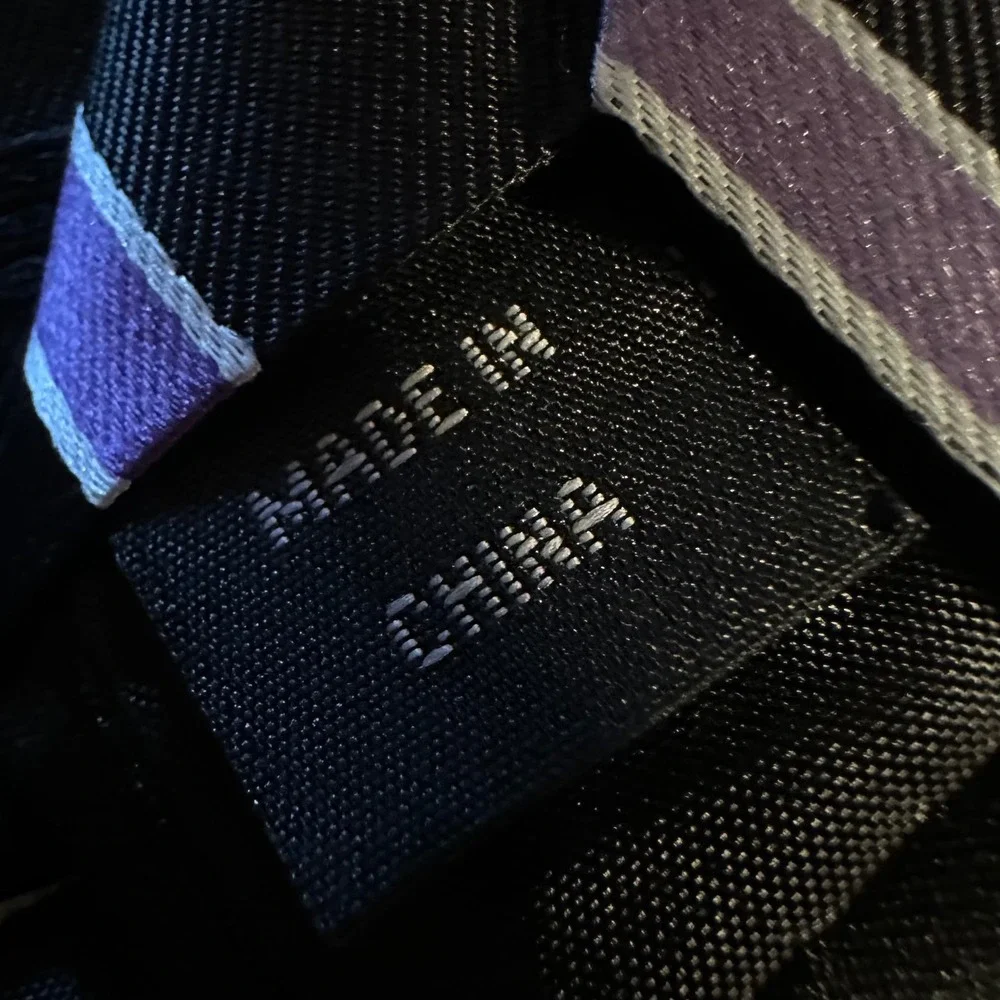 Ted Baker Mens Tie 58.5 x 3.5 Purple Black Stripe Silk Preppy Goth Dark Academia